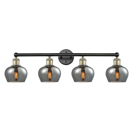 Innovations Lighting Fenton 4 Light 34" Wide Vanity Light Black Antique Brass / Plated Smoke