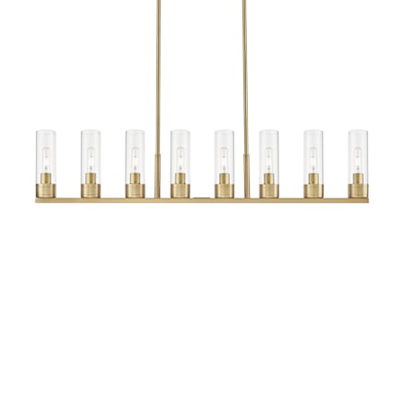 Innovations Lighting Boreas 8 Light 48" Wide Linear Pendant Brushed Brass / Clear