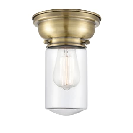 Innovations Lighting Dover 6" Wide Convertible Flush Mount Ceiling Fixture / Convertible to Wall Sconce Antique Brass / Clear