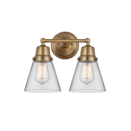 Innovations Lighting Cone 2 Light 14" Wide Vanity Light Brushed Brass / Clear