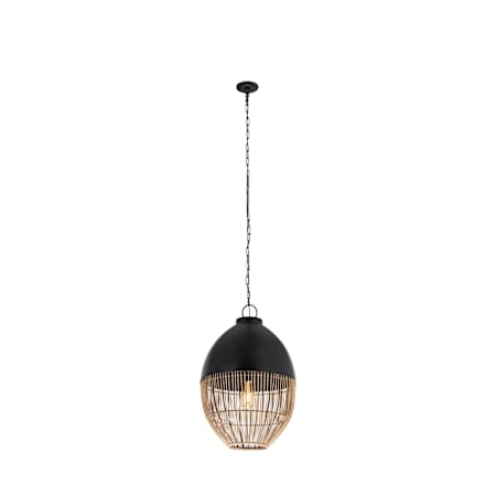 Innovations Lighting Bismark 14" Wide Suspension Pendant Matte Black / Natural