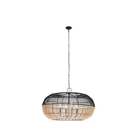 Innovations Lighting Crescent 4 Light 29" Wide Suspension Pendant Matte Black / Matte Black / Natural