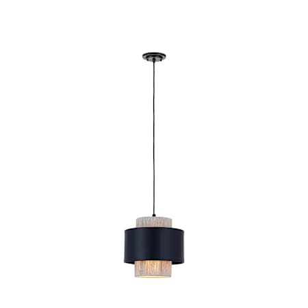 Innovations Lighting Mesa 8" Wide Suspension Pendant Matte Black / Matte Black / Natural