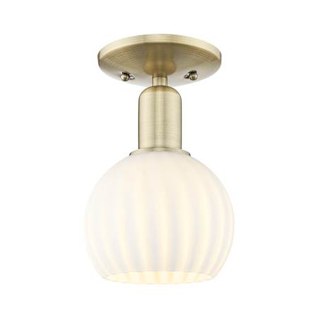 Innovations Lighting White Venetian 6" Wide Semi-Flush Globe Ceiling Fixture Antique Brass / White Venetian