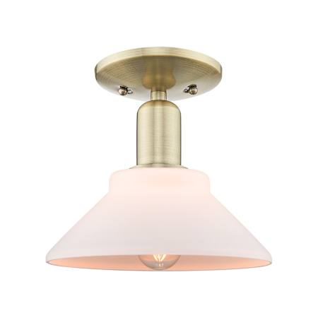 Innovations Lighting Orwell 9" Wide Semi-Flush Ceiling Fixture Antique Brass / Matte White