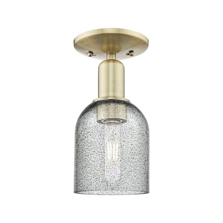 Innovations Lighting Caledonia 5" Wide Semi-Flush Ceiling Fixture Antique Brass / Charcoal