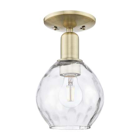 Innovations Lighting Waverly 6" Wide Semi-flush Ceiling Fixture Antique Brass / Clear