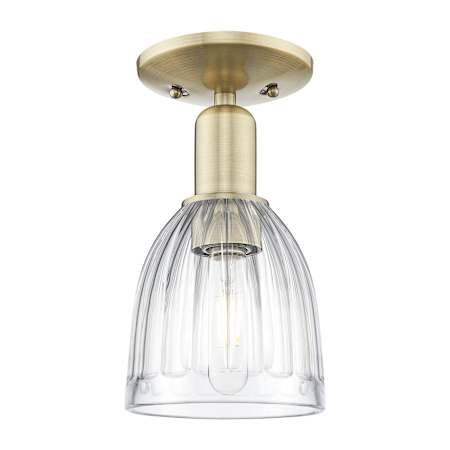 Innovations Lighting Brookfield 6" Wide Semi-Flush Ceiling Fixture Antique Brass / Clear