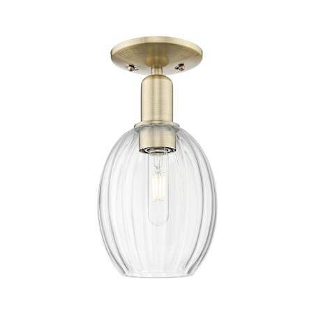 Innovations Lighting Preston 6" Wide Semi-Flush Ceiling Fixture Antique Brass / Clear