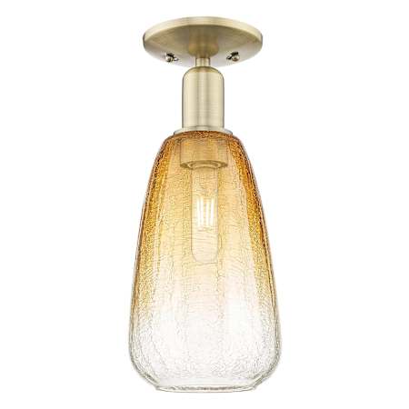 Innovations Lighting Brookhaven Almond 6" Wide Semi-Flush Ceiling Fixture Antique Brass / Amber
