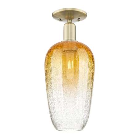 Innovations Lighting Brookhaven Flute 7" Wide Semi-Flush Ceiling Fixture Antique Brass / Amber