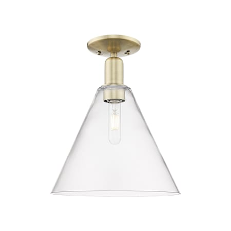 Innovations Lighting Berkshire Glass 12" Wide Semi-Flush Ceiling Fixture Antique Brass / Clear