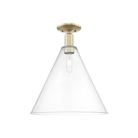 Innovations Lighting Berkshire Glass 16" Wide Semi-Flush Ceiling Fixture Antique Brass / Clear
