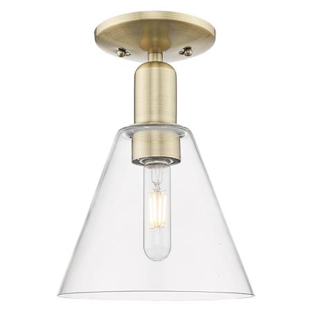 Innovations Lighting Berkshire Glass 8" Wide Semi-Flush Ceiling Fixture Antique Brass / Clear