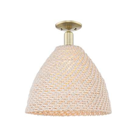 Innovations Lighting Natural Ballston Dome 16" Wide Semi-flush Ceiling Fixture Antique Brass / Natural