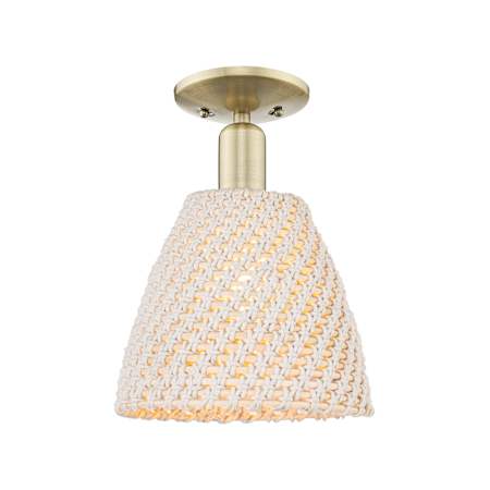 Innovations Lighting Natural Ballston Dome 9" Wide Semi-flush Ceiling Fixture Antique Brass / Natural