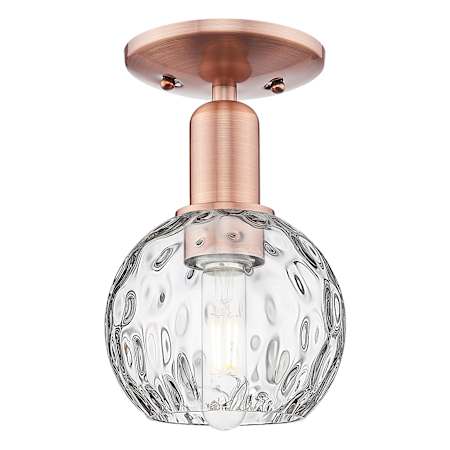 Innovations Lighting Athens Water Glass 6" Wide Semi-flush Globe Ceiling Fixture Antique Copper / Clear Water Glass