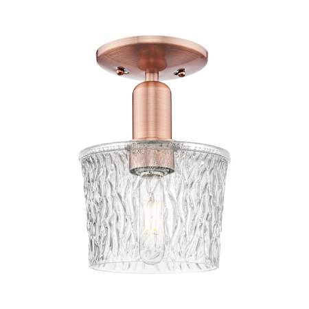 Innovations Lighting Niagara 7" Wide Semi-Flush Ceiling Fixture Antique Copper / Clear