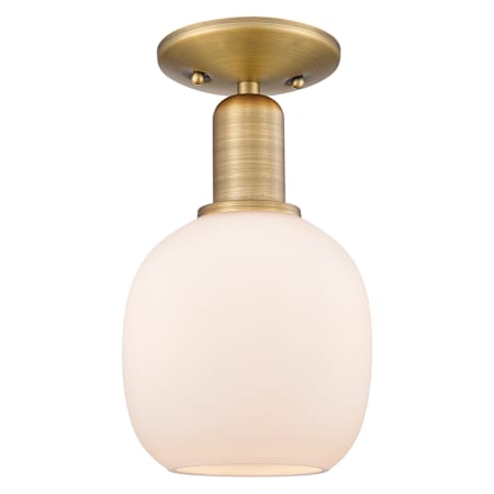 Innovations Lighting Belfast 6" Wide Semi-Flush Ceiling Fixture Brushed Brass / Matte White