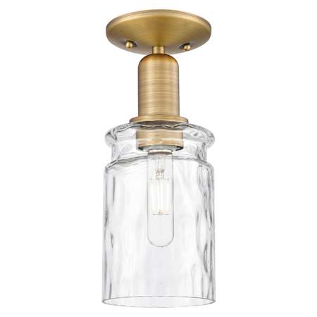 Innovations Lighting Candor 5" Wide Semi-Flush Ceiling Fixture Brushed Brass / Clear Waterglass