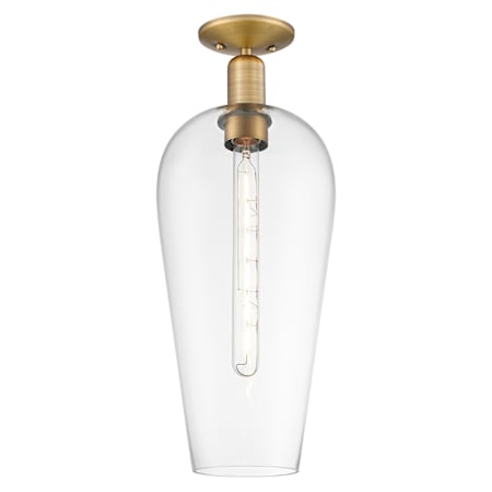 Innovations Lighting Chelsea 8" Wide Semi-Flush Ceiling Fixture with Clear Glass Shade Brushed Brass