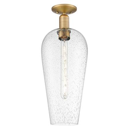 Innovations Lighting Chelsea 8" Wide Semi-Flush Ceiling Fixture with Clear, Seedy Glass Shade Brushed Brass