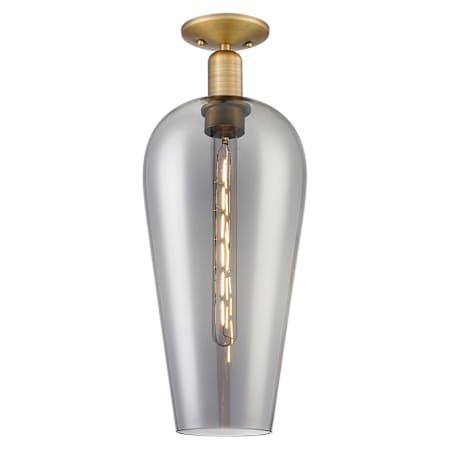 Innovations Lighting Chelsea 8" Wide Semi-Flush Ceiling Fixture with Light Smoke Glass Shade Brushed Brass
