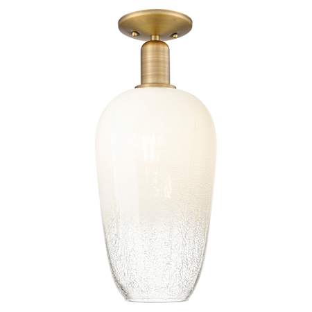 Innovations Lighting Brookhaven Flute 7" Wide Semi-Flush Ceiling Fixture with Opal Glass Shade Brushed Brass