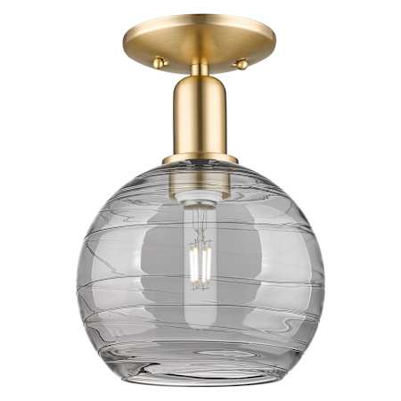 Innovations Lighting Athens Deco Swirl 8" Wide Semi-flush Globe Ceiling Fixture Champagne Bronze / Light Smoke Deco Swirl