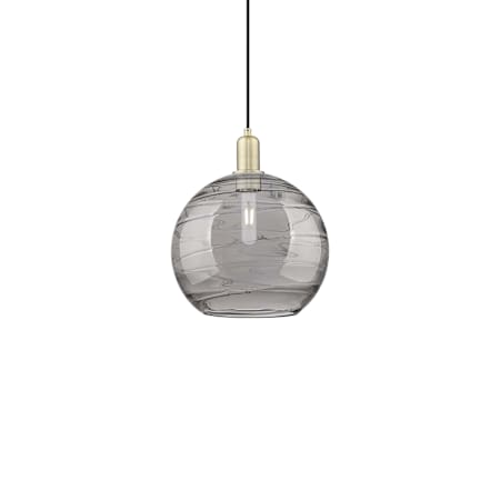 Innovations Lighting Athens Deco Swirl 12" Wide Pendant Antique Brass / Light Smoke Deco Swirl