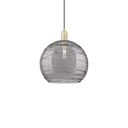 Innovations Lighting Athens Deco Swirl 14" Wide Pendant Antique Brass / Light Smoke Deco Swirl