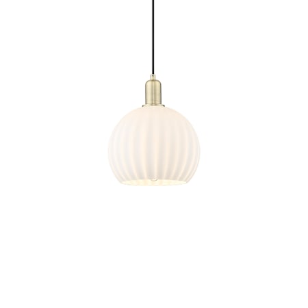 Innovations Lighting White Venetian 10" Wide Mini Pendant Antique Brass / White Venetian