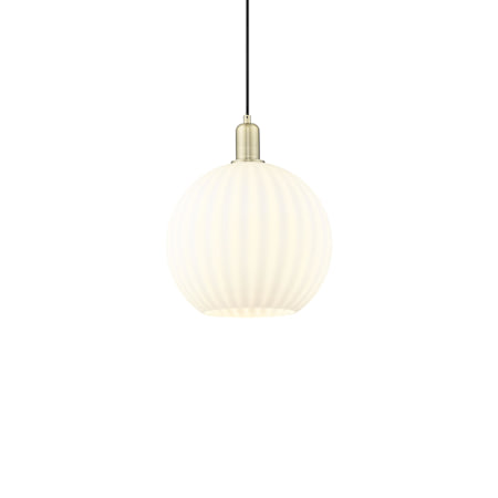 Innovations Lighting White Venetian 12" Wide Pendant Antique Brass / White Venetian