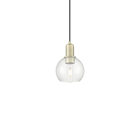 Innovations Lighting Athens 6" Wide Mini Pendant Antique Brass / Clear