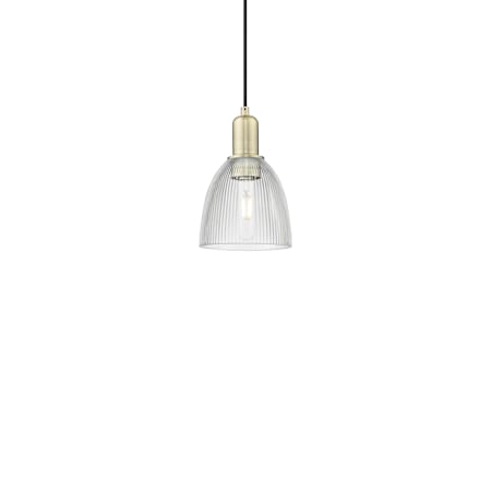 Innovations Lighting Castile 6" Wide Mini Pendant Antique Brass / Clear