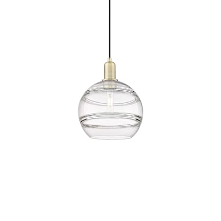 Innovations Lighting Rochester 10" Wide Mini Pendant Antique Brass / Clear