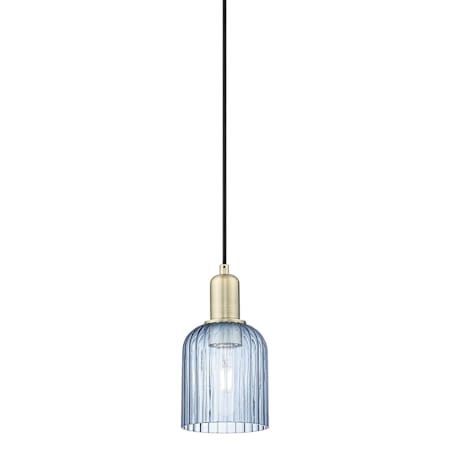 Innovations Lighting Bridal Veil 5" Wide Mini Pendant Antique Brass / Blue