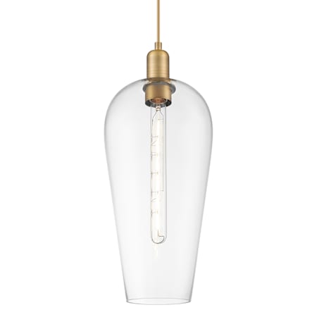 Innovations Lighting Chelsea 8" Wide Cord Hung Mini Pendant with Clear Glass Shade Brushed Brass
