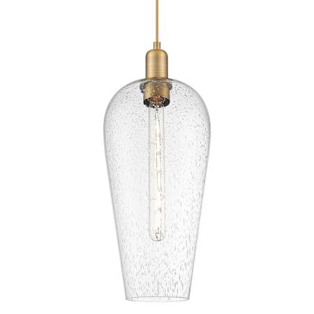 Innovations Lighting Chelsea 8" Wide Cord Hung Mini Pendant with Clear, Seedy Glass Shade Brushed Brass