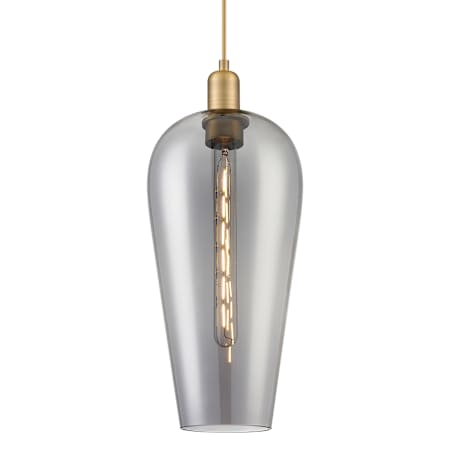 Innovations Lighting Chelsea 8" Wide Cord Hung Mini Pendant with Light Smoke Glass Shade Brushed Brass