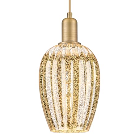 Innovations Lighting Preston 6" Wide Cord Hung Mini Pendant with Ribbed Mercury Glass Shade Brushed Brass