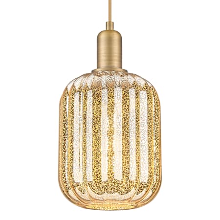 Innovations Lighting Preston 7" Wide Cord Hung Mini Pendant with Ribbed Mercury Glass Cylinder Shade Brushed Brass