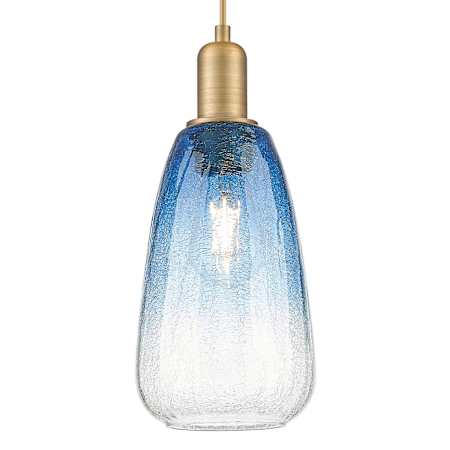 Innovations Lighting Brookhaven Almond 6" Wide Cord Hung Mini Pendant with Sapphire Blue Glass Shade Brushed Brass
