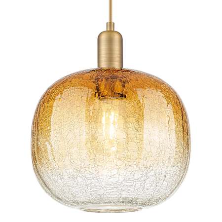 Innovations Lighting Brookhaven Sphere 10" Wide Cord Hung Mini Pendant with Hand-Blown Amber Glass Shade Brushed Brass