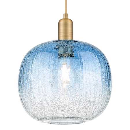 Innovations Lighting Brookhaven Sphere 10" Wide Cord Hung Mini Pendant with Sapphire Blue Glass Shade Brushed Brass