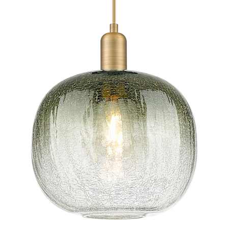 Innovations Lighting Brookhaven Sphere 10" Wide Cord Hung Mini Pendant with Slate Glass Shade Brushed Brass