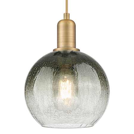 Innovations Lighting Brookhaven Globe 8" Wide Cord Hung Mini Pendant with Slate Glass Shade Brushed Brass