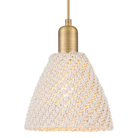 Innovations Lighting Natural Ballston Dome 8" Wide Cord Hung Mini Pendant with Natural Rope Shade Brushed Brass