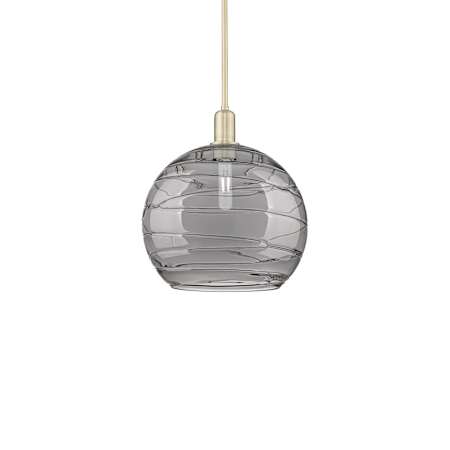 Innovations Lighting Athens Deco Swirl 14" Wide Pendant Antique Brass / Light Smoke Deco Swirl