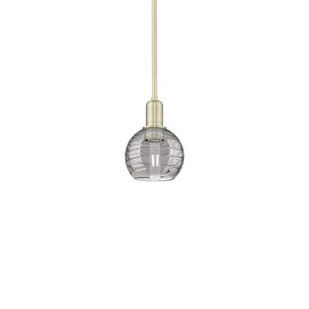Innovations Lighting Athens Deco Swirl 6" Wide Mini Pendant Antique Brass / Light Smoke Deco Swirl